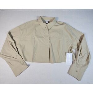 Athleta Midday Ultra Cropped Shirt Tan Beige Recycled UV Protection Women Medium